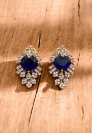 Beautiful studs with navy blue stone and uncut stone